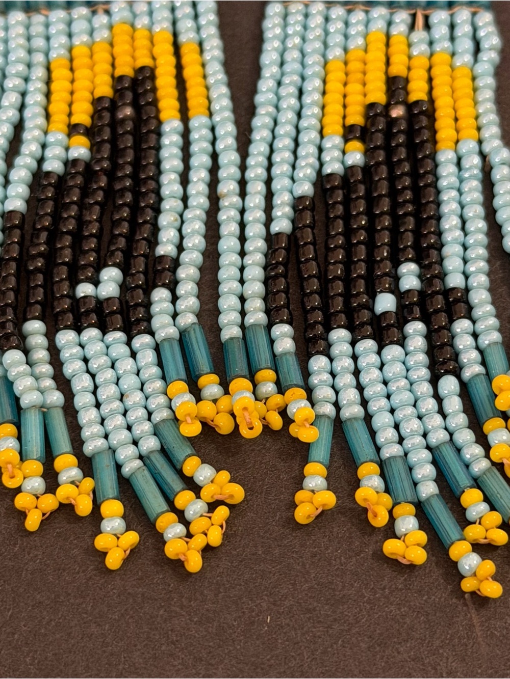 Handmade Seed Bead Fringe Earrings Beaded Wolf Howl Moon Native Lunar Mystical - Picture 3 of 5
